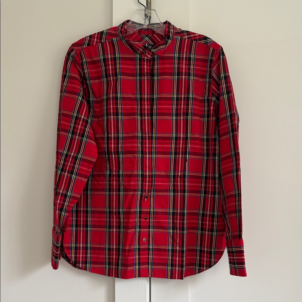 J. Crew Red Plaid Long-Sleeve Button-Down Shirt